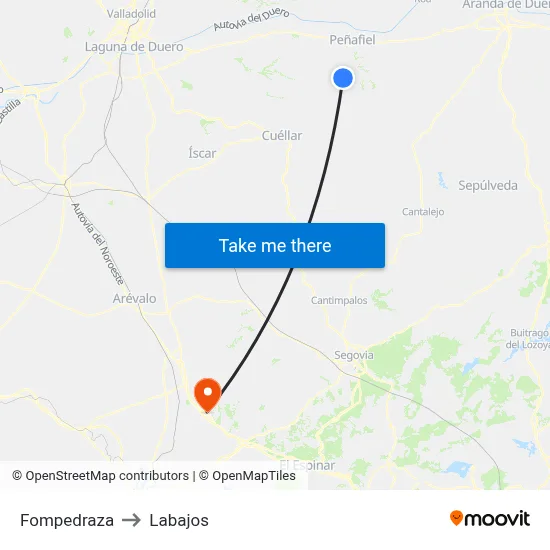 Fompedraza to Labajos map