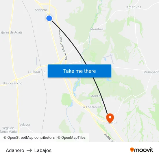 Adanero to Labajos map