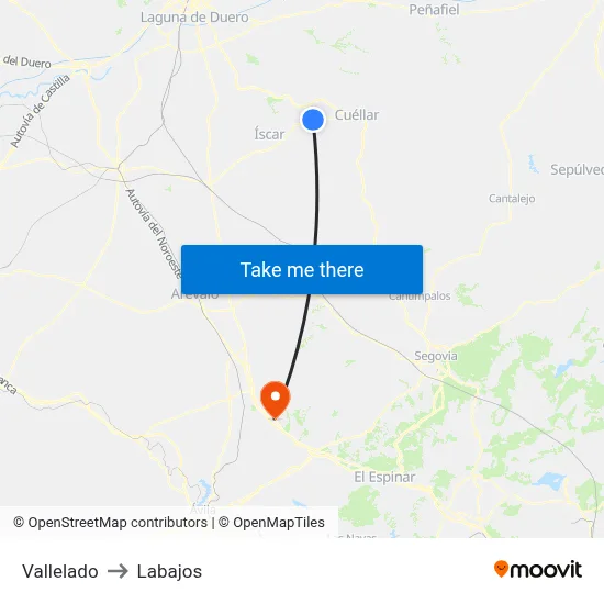 Vallelado to Labajos map