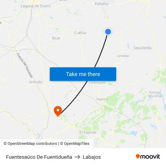 Fuentesaúco De Fuentidueña to Labajos map