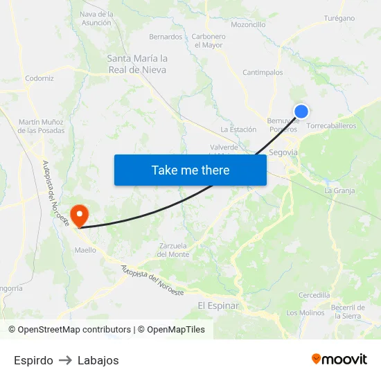 Espirdo to Labajos map