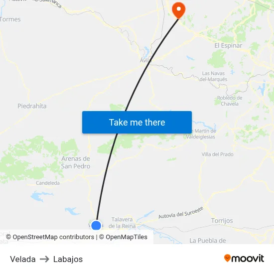 Velada to Labajos map