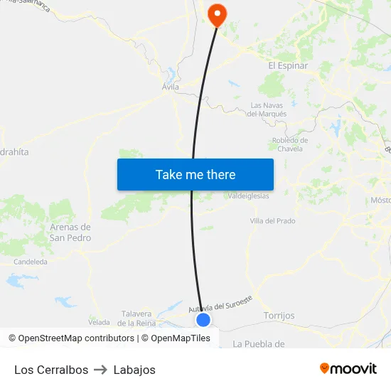 Los Cerralbos to Labajos map