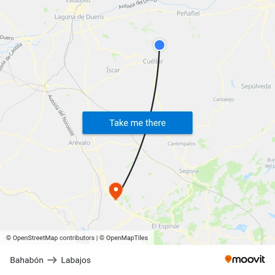 Bahabón to Labajos map
