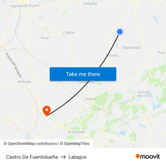 Castro De Fuentidueña to Labajos map