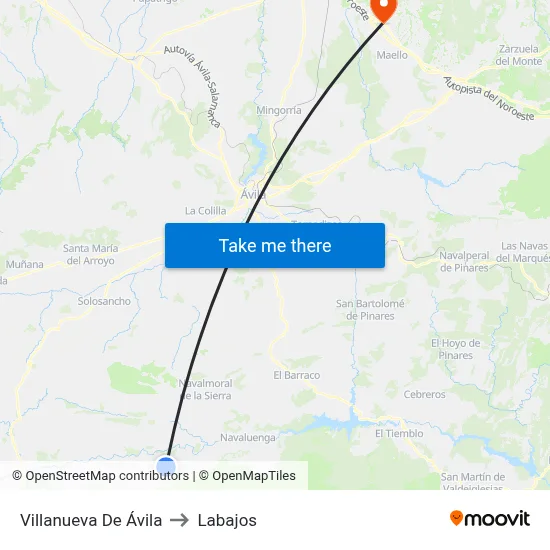 Villanueva De Ávila to Labajos map
