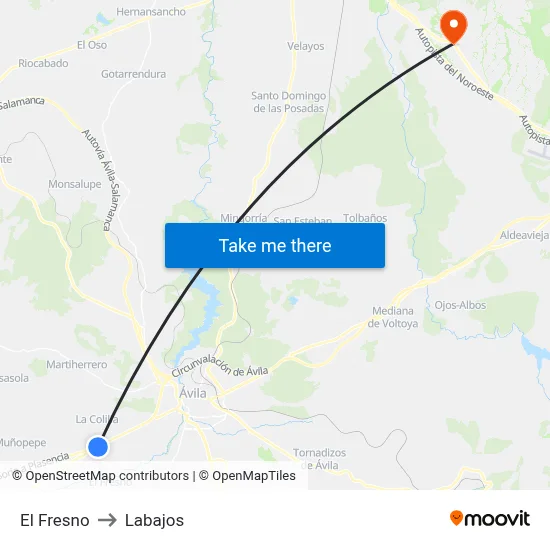 El Fresno to Labajos map