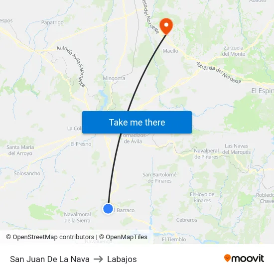 San Juan De La Nava to Labajos map