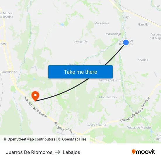 Juarros De Riomoros to Labajos map