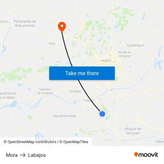 Mora to Labajos map
