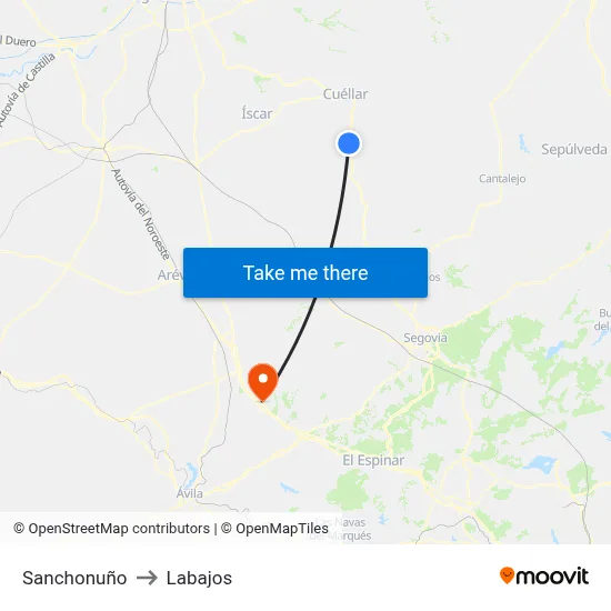 Sanchonuño to Labajos map