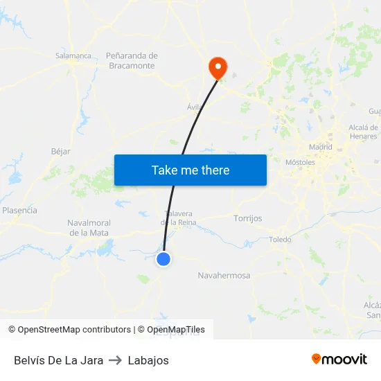 Belvís De La Jara to Labajos map