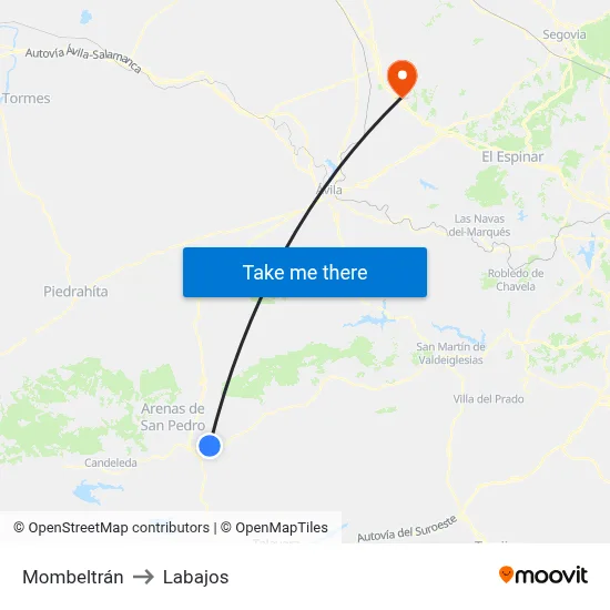 Mombeltrán to Labajos map