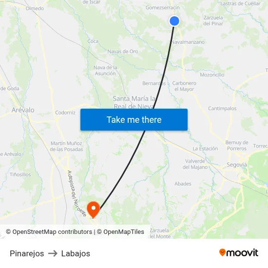 Pinarejos to Labajos map