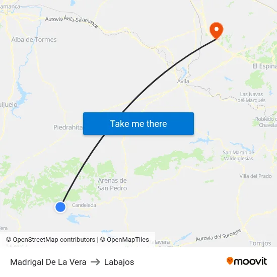 Madrigal De La Vera to Labajos map
