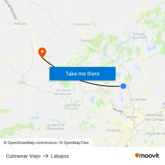 Colmenar Viejo to Labajos map