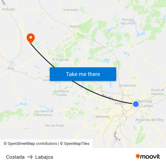 Coslada to Labajos map