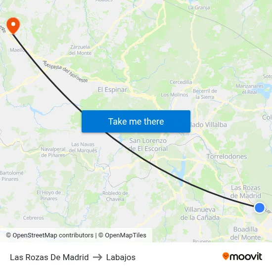 Las Rozas De Madrid to Labajos map