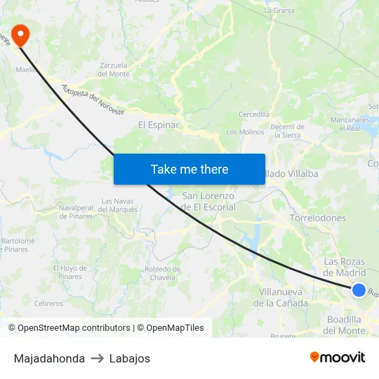 Majadahonda to Labajos map