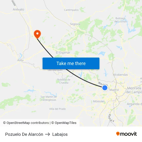 Pozuelo De Alarcón to Labajos map