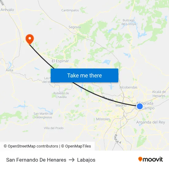 San Fernando De Henares to Labajos map