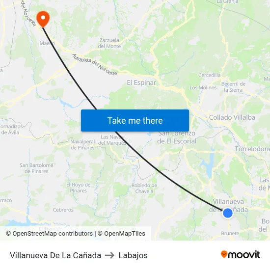 Villanueva De La Cañada to Labajos map
