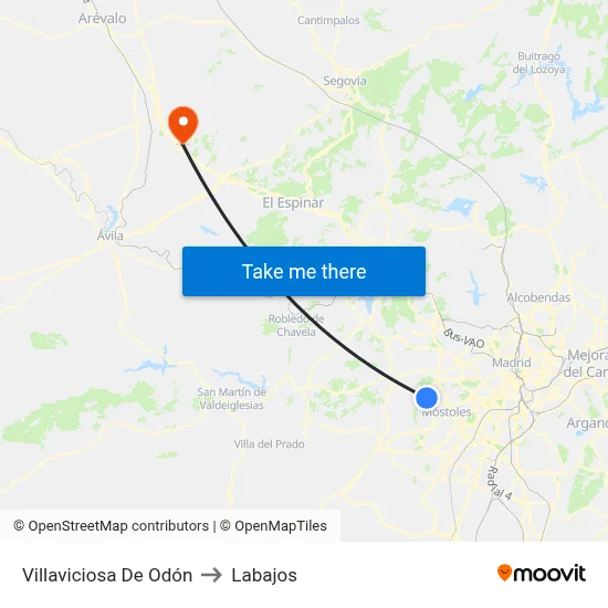 Villaviciosa De Odón to Labajos map