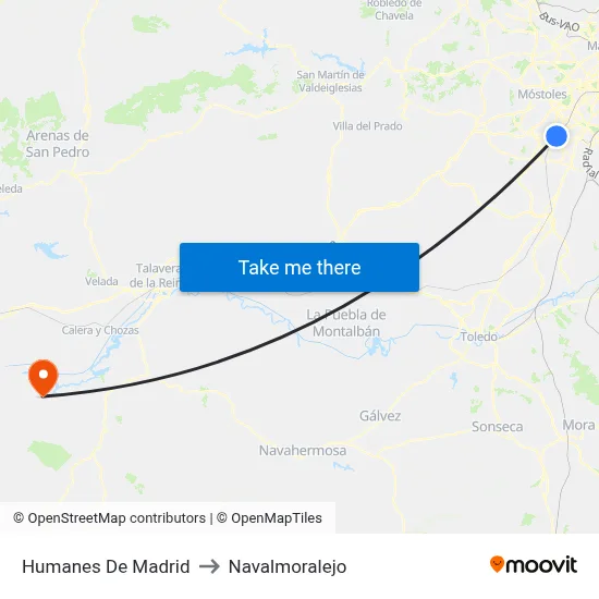 Humanes De Madrid to Navalmoralejo map