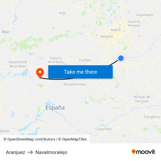 Aranjuez to Navalmoralejo map