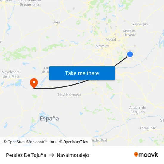 Perales De Tajuña to Navalmoralejo map