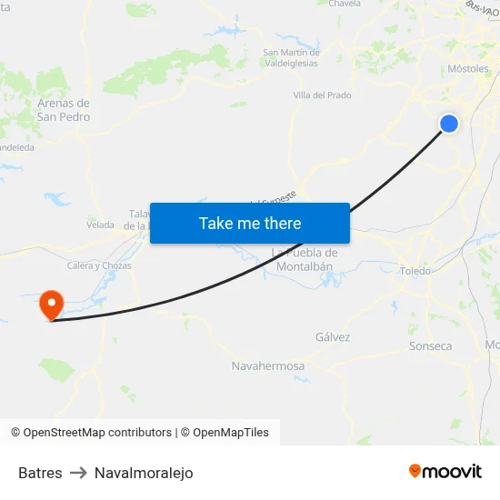 Batres to Navalmoralejo map