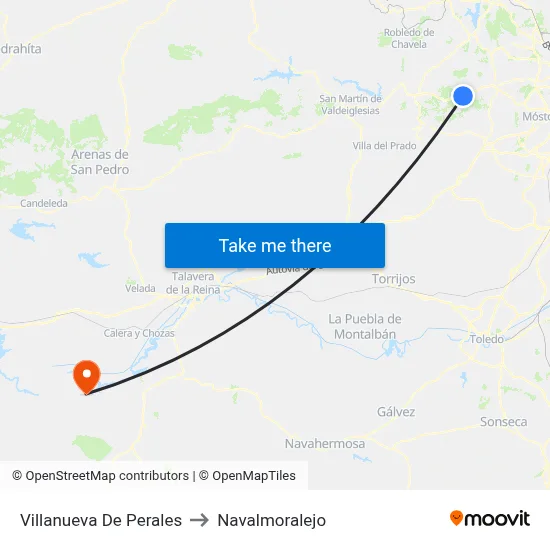 Villanueva De Perales to Navalmoralejo map