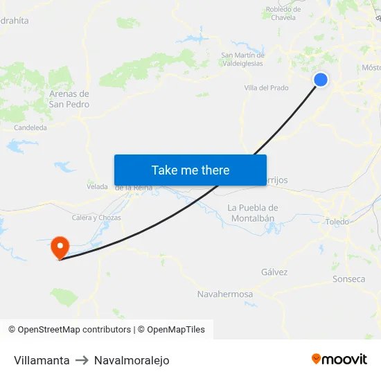 Villamanta to Navalmoralejo map