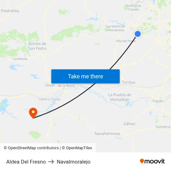 Aldea Del Fresno to Navalmoralejo map