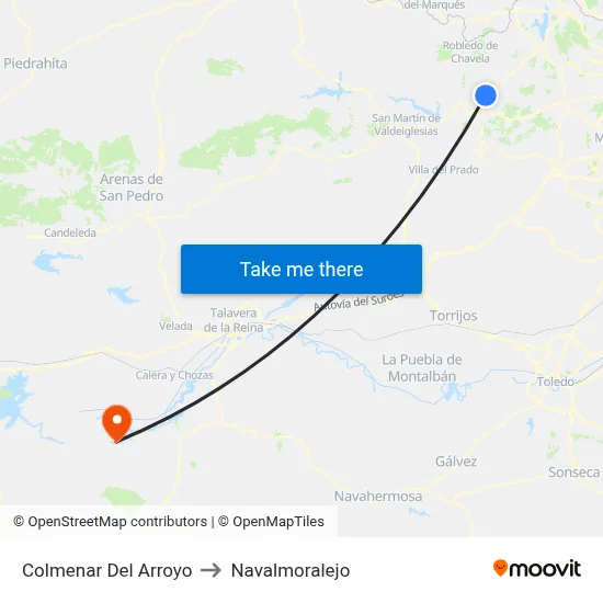 Colmenar Del Arroyo to Navalmoralejo map