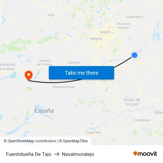 Fuentidueña De Tajo to Navalmoralejo map