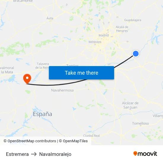 Estremera to Navalmoralejo map