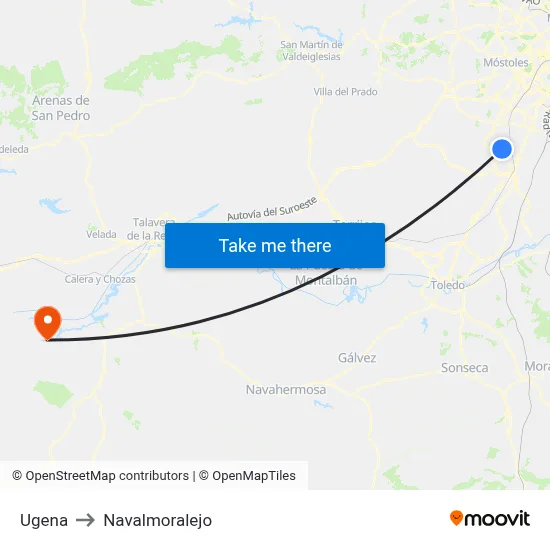 Ugena to Navalmoralejo map