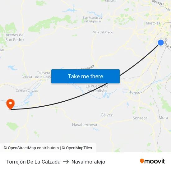 Torrejón De La Calzada to Navalmoralejo map