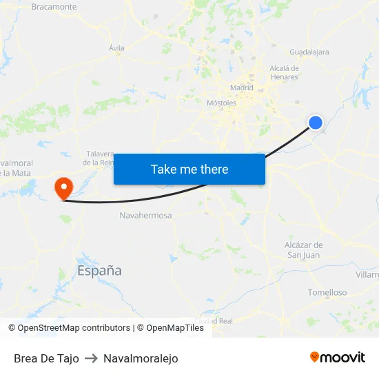 Brea De Tajo to Navalmoralejo map