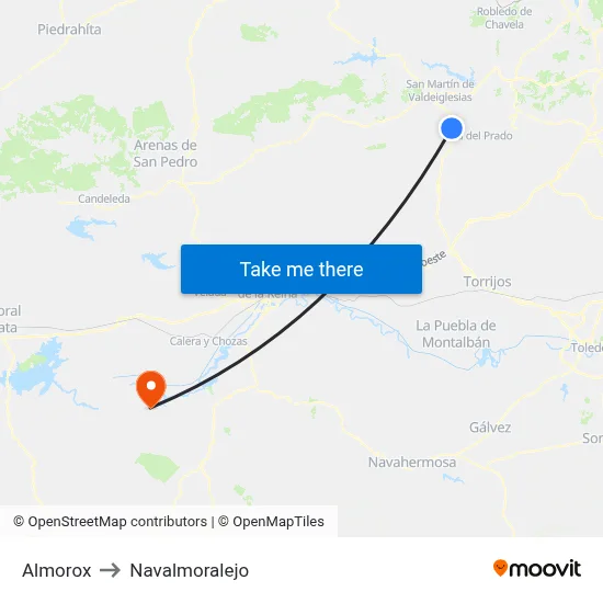Almorox to Navalmoralejo map