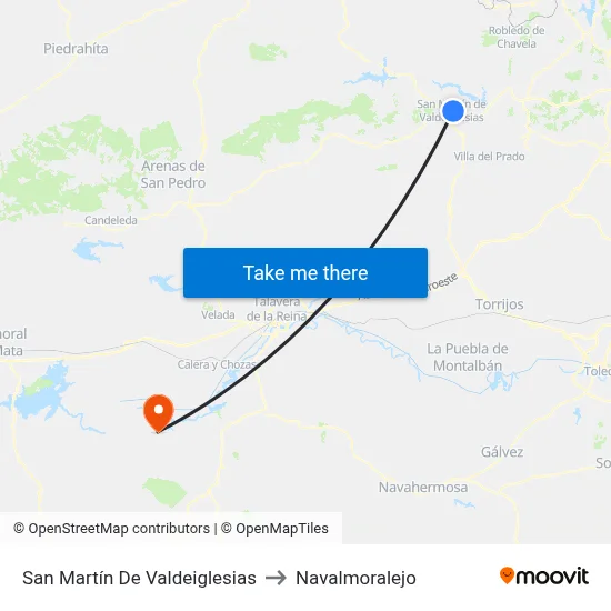 San Martín De Valdeiglesias to Navalmoralejo map