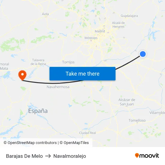Barajas De Melo to Navalmoralejo map