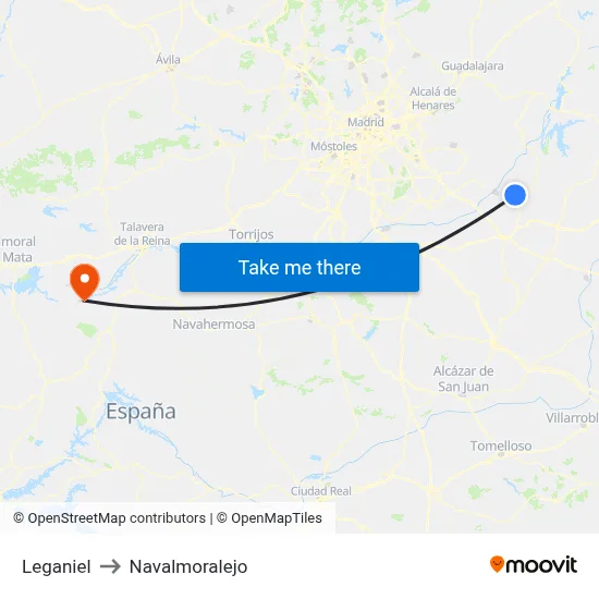 Leganiel to Navalmoralejo map