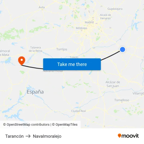 Tarancón to Navalmoralejo map