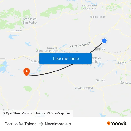 Portillo De Toledo to Navalmoralejo map