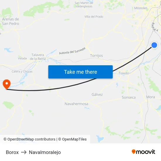 Borox to Navalmoralejo map