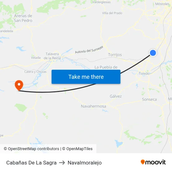 Cabañas De La Sagra to Navalmoralejo map