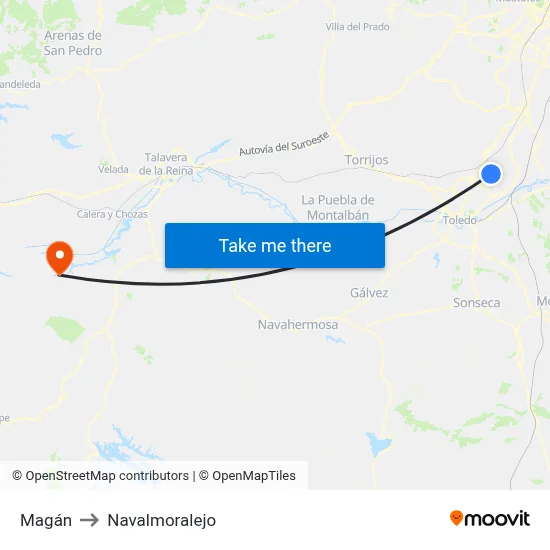 Magán to Navalmoralejo map