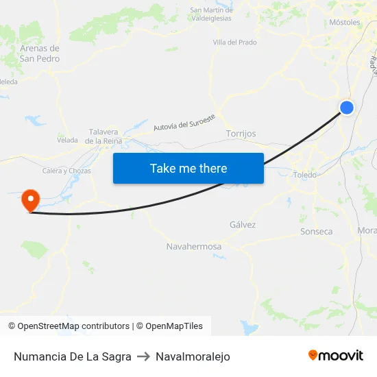 Numancia De La Sagra to Navalmoralejo map